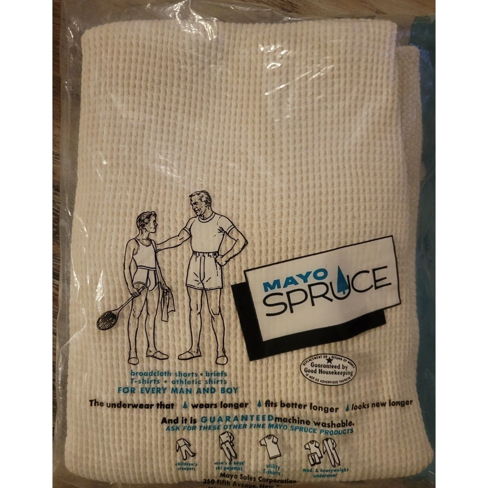 Ropa Interior Térmica Mayo Spruce Años 60 De Colección Talla Pequeña 34-36 EE. UU. Nueva en Lote Antiguo Algodón Foto 4 de 4