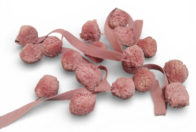 10 yds ~ Vintage MAUVE/ROSE Pom Pom BALL FRINGE ~ SEARS HARMONY HOUSE Sewing