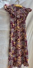 Vintage 1940s Hawaiian Dress Printed Ruffle 1950s Tropical Muu Muu