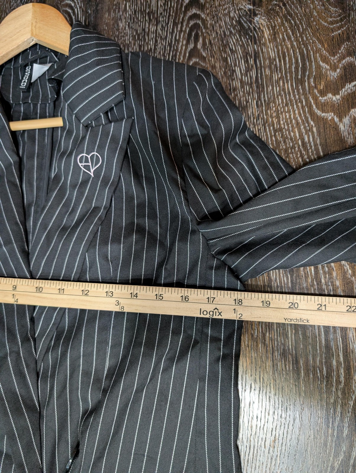 Divided H&M Blazer Womens XXS Black Pinstripe Double Breasted Jacket Office thumbnail 7