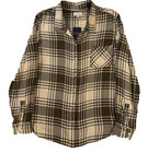 NEW Lucky Brand Blouse Women's Sz XL Olive Green Beige Flannel Plaid Top NWT
