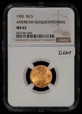 1926 G$2.50 American Sesquicentennial Sesqui Gold Commemorative  NGC MS 62 G6209
