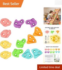 Weather-Resistant Kids Climbing Holds - 12PCS Rock Wall Kit Supports 230 lbs
