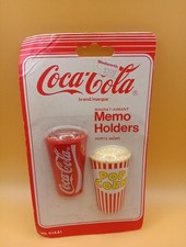 Vintage Coca Cola Brand Package of two Magnet Memo Holders Coke & Popcorn 51441