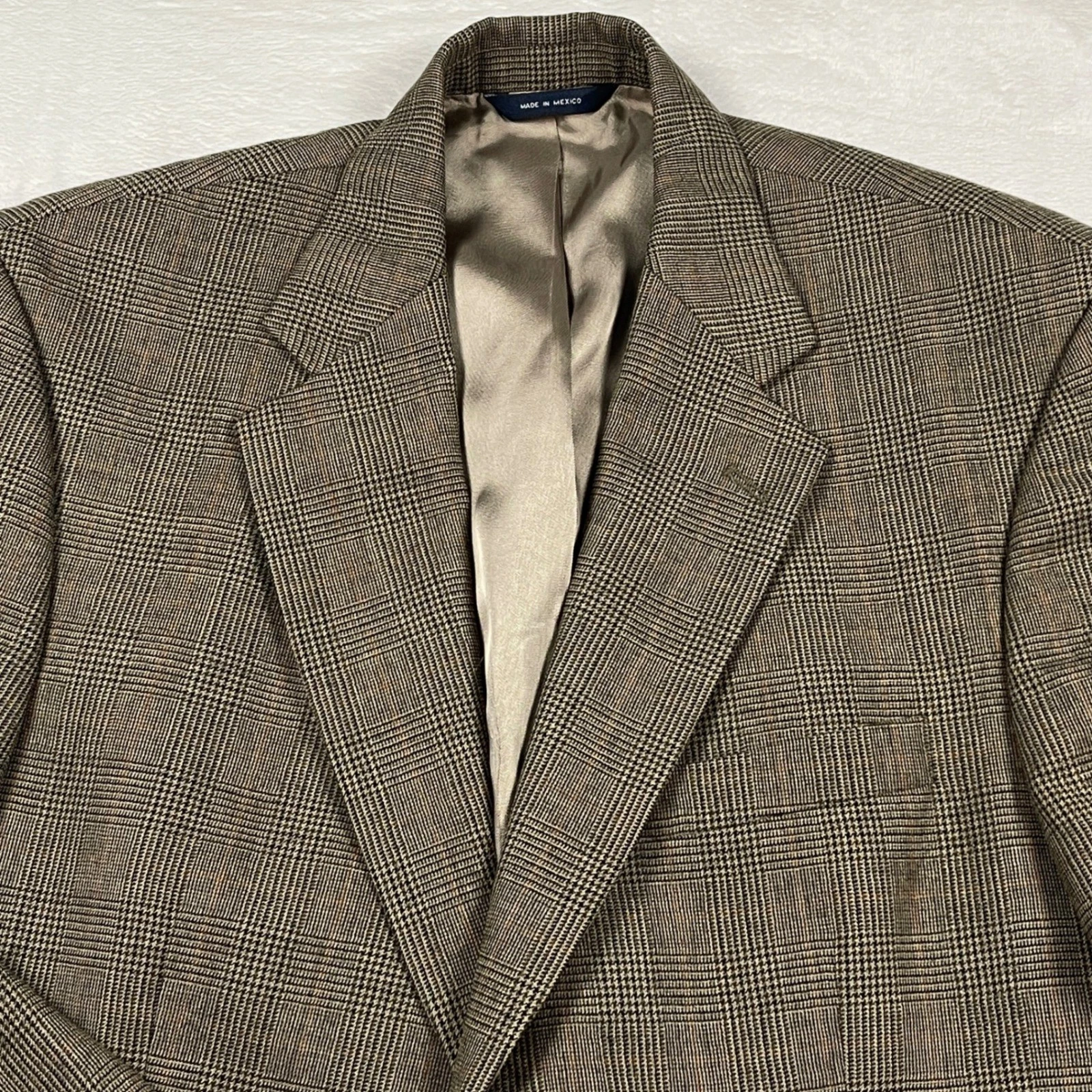Brooks Brothers Mens 41 S Brown Glen Plaid 100% Wool 2 Button Blazer Sport Coat