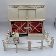 Vintage 1967 Fisher Price Family Play Farm Barn Cow Fence Trough