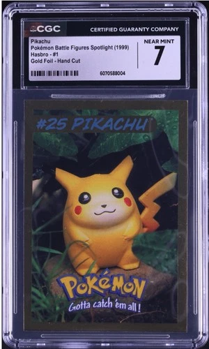 1999 Pokemon Battle Figures Spotlight Hasbro Gold Foil Pikachu #1 CGC 7 NM