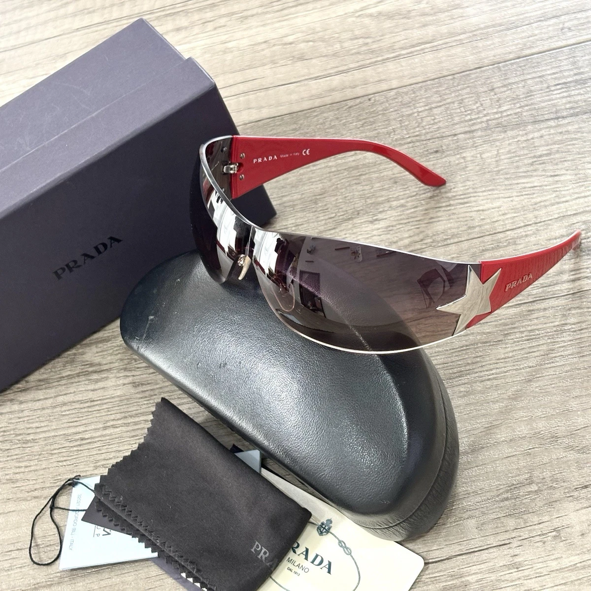 PRADA Red Brown Sunglasses for Men for sale | eBay