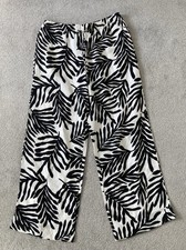 H & M Linen Blend Black/white Wide Leg Trousers Size L