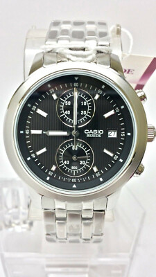 Casio Beside BEM500D-1A Men's Black Chronograph Rectangular Date Watch 