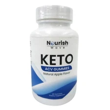 Nourish Wave Keto ACV Gummies 525mg 30ct Apple Flavor GMO Free USA EXP 02/26
