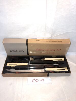 Vtg. Stanley Exclusive Design Deluxe Carving Set in Plastic Block & Original Box