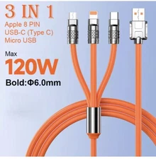 3 in 1 Fast Charging Cable Cell Phone Charger Cord For iPhone Type C Micro USB