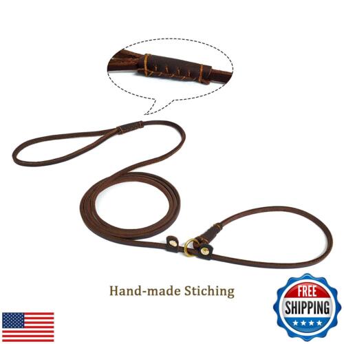 LWBMG Real Leather Slip Lead Dog Leash, Thin Lightweight Adjustable Dog Train - Picture 3 of 5