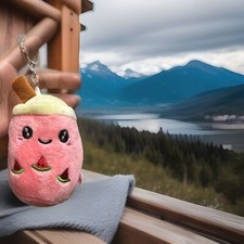 Cute/kawaii Fruits Milk Tea Cup Toy Stuffed Plushy Keychain Gift For Friends