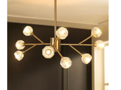 NEW Tozing 9-Light Gold Rustic Sputnik Hanging Chandelier XD067-9 B143