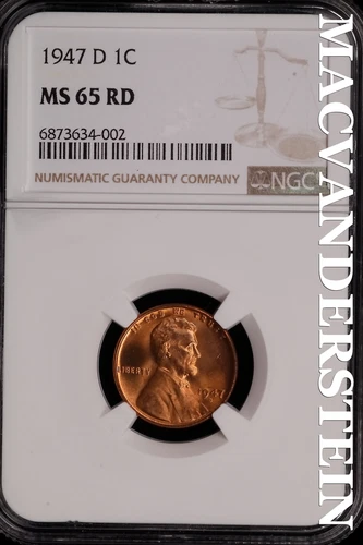1947-D Lincoln Wheat Cent - NGC MS 65 RD - Brilliant Uncirculated  #SLG468