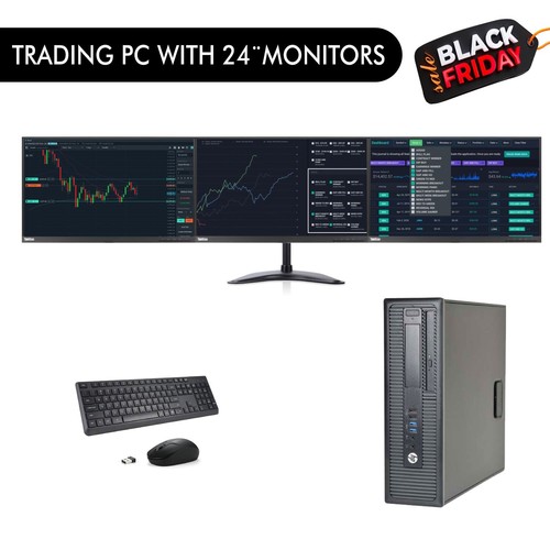 HP TRADING COMPUTER NVIDIA 4K Core i5 with + 3X 24" Monitors 1TB SSD HDD 24gbRAM