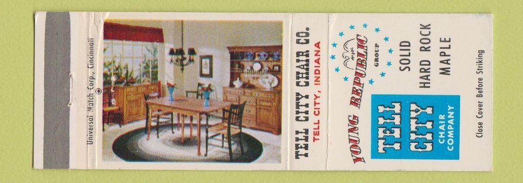Vintage Matchbook Cover Tell City Chair Co Indiana Furniture Advertising
