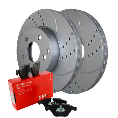 Front Brake Kit 295mm Drilled Disc Rotors TRW Pro Low-Met Pads For MB W204 W212