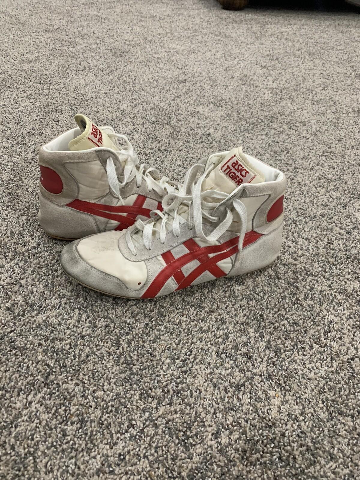 OG Asics Tiger Reflex Wrestling Shoes Size 10.5 White Red RARE 1990