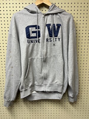 George Washington University Gray Hoodie Sweatshirt Full Zip Champion *as  Is