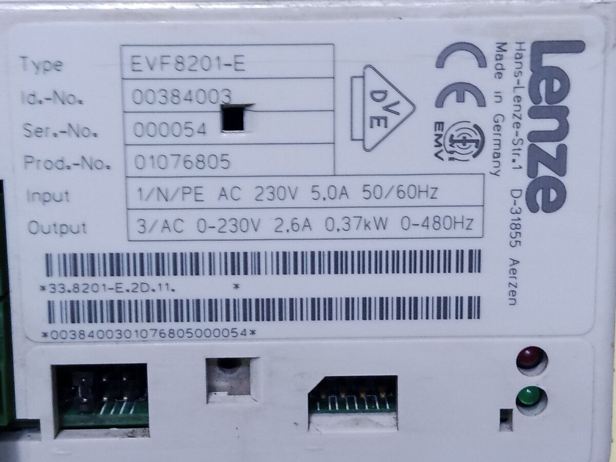 Lenze EVF 8201-E Frequency Inverter Drive 00384003 33.8201-E Lenze EVF 8201-E Frequency Inverter Drive 00384003 33.8201-E
