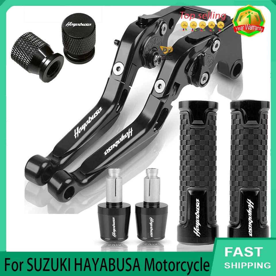 CNC For SUZUKI HAYABUSA 1999-2018 New Brake Clutch Levers Handlebar Grip plug Foto 2 de 4