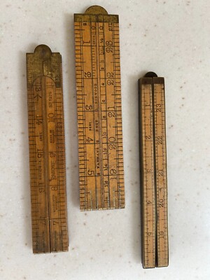 Antique Original 3 Vintage Boxwood Extending Folding Rulers - Great ...