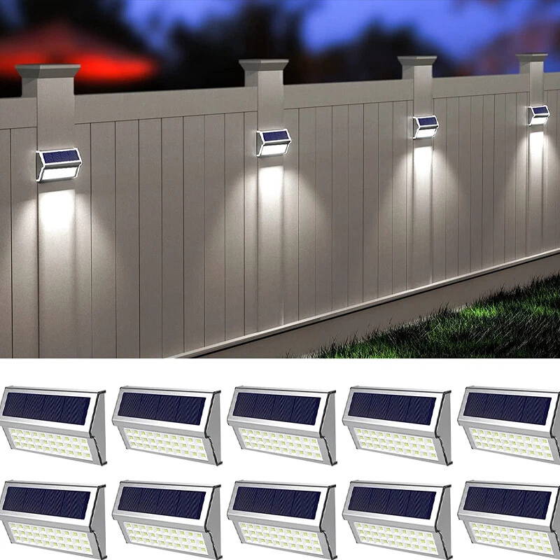 30 LED Solar Lights Outdoor Waterproof Solar Powered Deck Fence Light 10 6 Pack