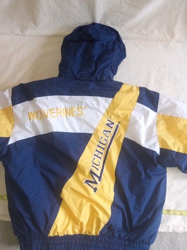 VINTAGE Michigan Wolverines Jacket Mens Extra Large Turbo Sports XL Hooded, 90's - Picture 19 of 20