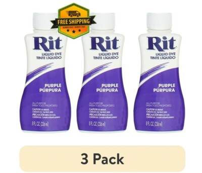 Rit All-Purpose Liquid Dye, Purple, 8 fl oz (3-Pack)
