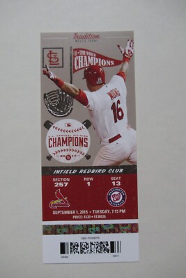 CARDINALS VS NATIONALS 9/1/2015 FULL TICKET ~ BRANDON MOSS (WALKOFF HR)