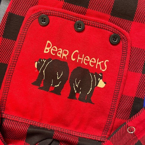 NWT Lazy One Infant Plaid Pajamas Bear Flapjacks One Piece Sz 12 Months - Picture 5 of 7
