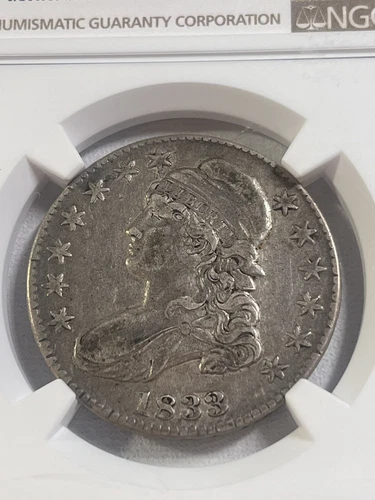 1833 US Capped Bust Silver Half Dollar Graded XF 45 by NGC