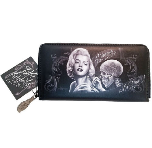DGA Day of the Dead Marilyn Monroe Diamonds Are Forever Zipper Clutch Wallet  - Photo 1 sur 3