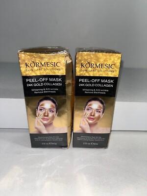 2 sealed peel off 24k gold collagen face mask, 2oz each, damaged box