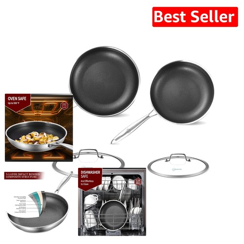 Durable 10-12 Inch Stainless Steel Nonstick Sauté Pan with Ergonomic Handle - 第 1/8 張圖片
