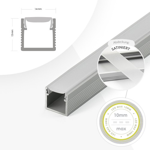 Aluminium Profil für LED Streifen 1-2 Meter milchglas / satiniert / transparent - Bild 44 von 57