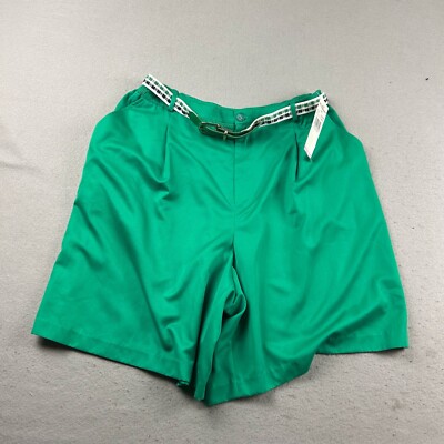 Alfred Dunner Shorts Womens 20W Green Flat Front Belted Lightweight Chino NWT