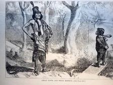 Antique Art print 1871 Great Hawk and Small Mormon Native American Indian art