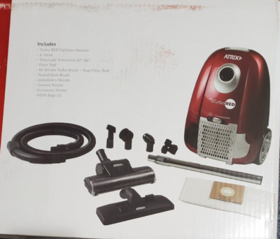 Atrix AHC Turbo Red HEPA 6-Quart Canister Vacuum, Standard Bundle, NEW