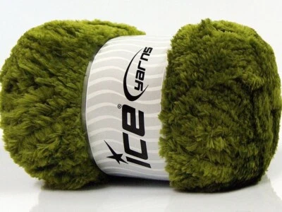Army Green Panda Fuzzy Plush Yarn 67506 Ice Yarn 100 Gram 87 Yards Short Eyelash