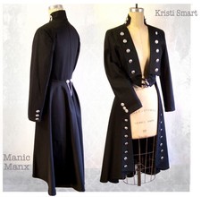 Kristi Smart Basic Black Frock Coat S Pirate Magician Steampunk Halloween Punk