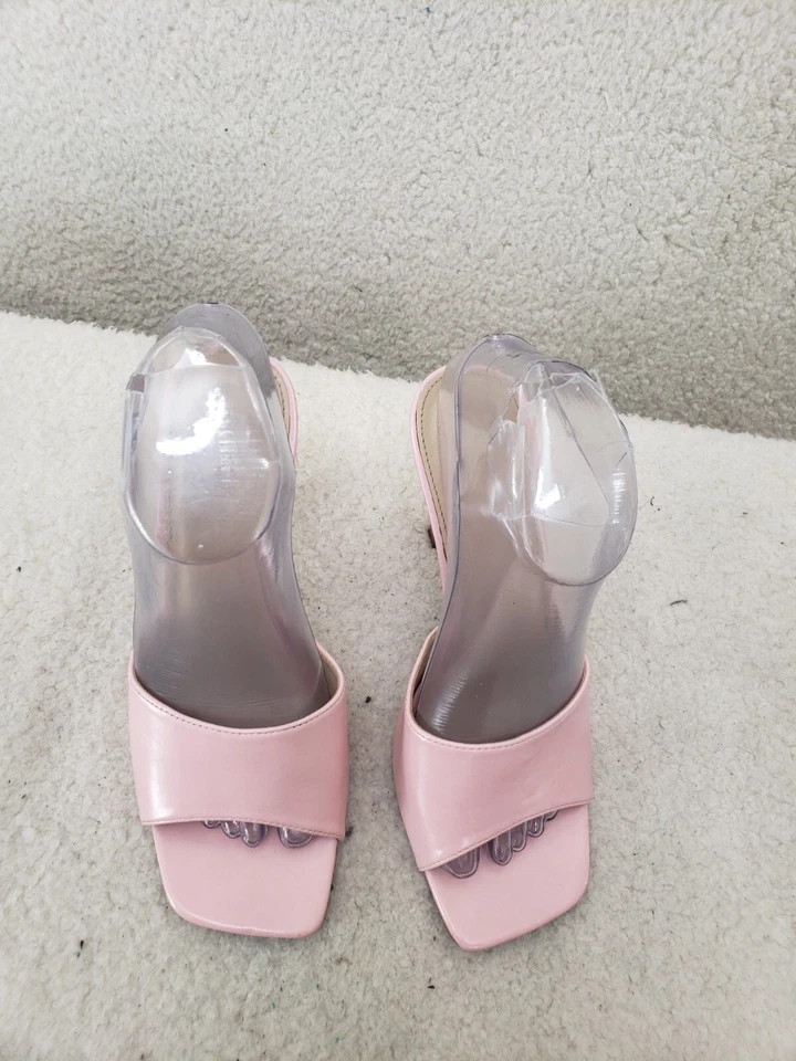 Женские сандалии Forever 21 8,5 розовые искусственная кожа с открытым носком без шнуровки туфли на шпильке - Изображение 3 из 4