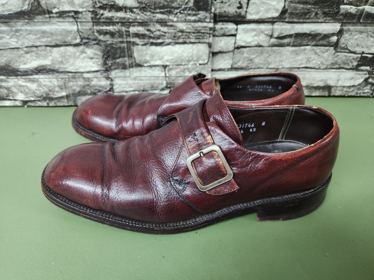 Vintage Florsheim Imperial Mens Sz 11 C Brown Leather Monk 