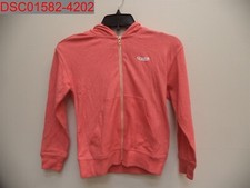 Stain Volcom Girls ElectricCoral Livedin FullZip FleeceHoodie S 7/8 887188075224