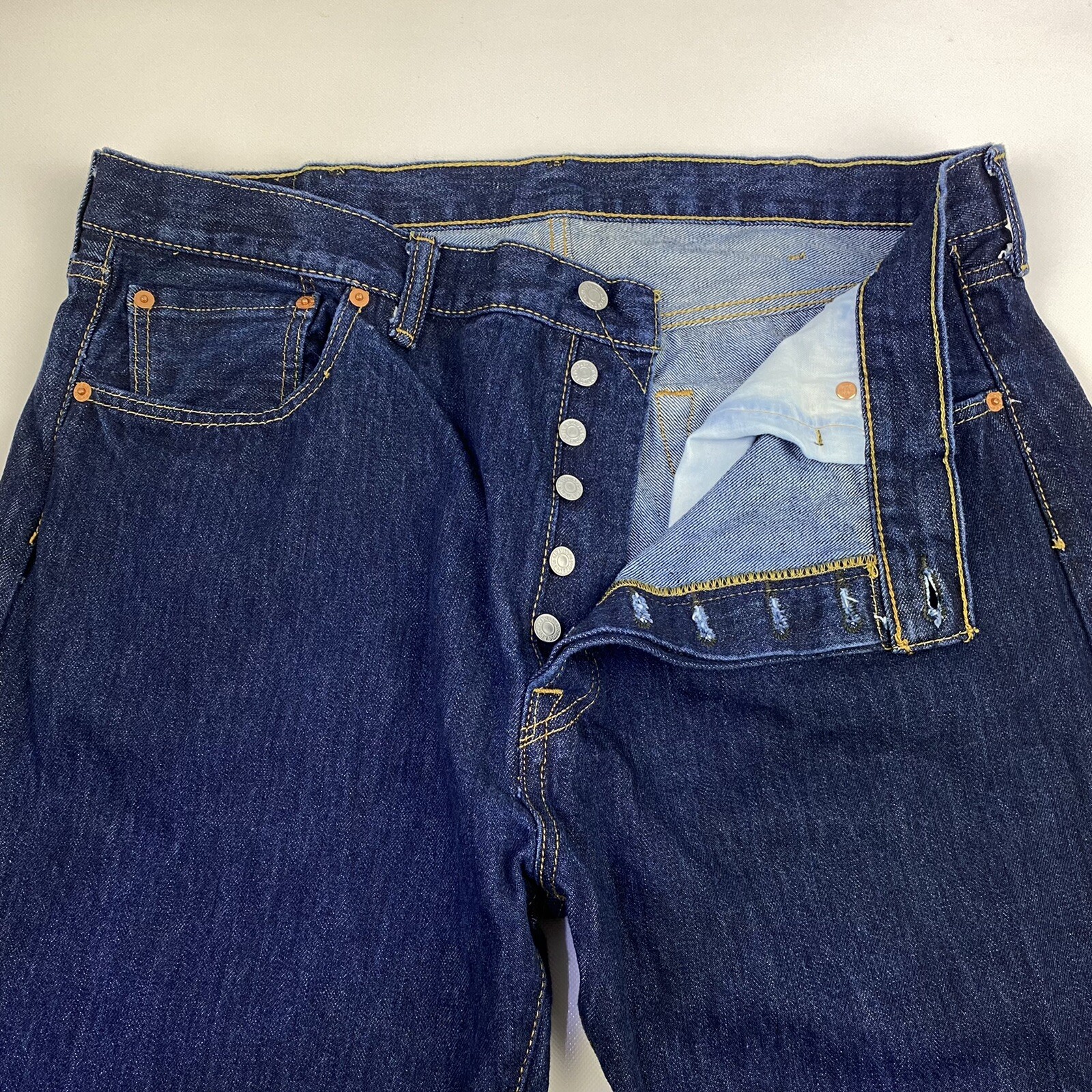 Levi's 501 Original Fit Jeans 40x32 Dark Wash Denim S… Gem