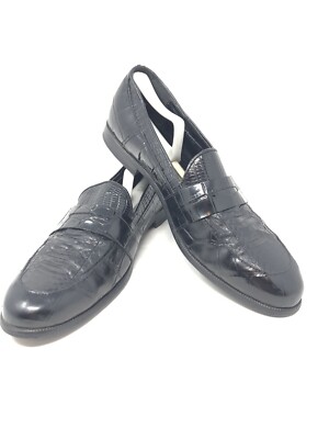 STACY ADAMS Genuine Snake Leather Loafers Black 10.5  display picture 3
