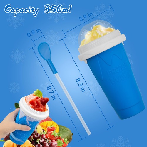 Slushie Maker Cup Magic Quick Frozen Smoothies Double Layer Milk Shake Cups Blue - 第 7/8 張圖片